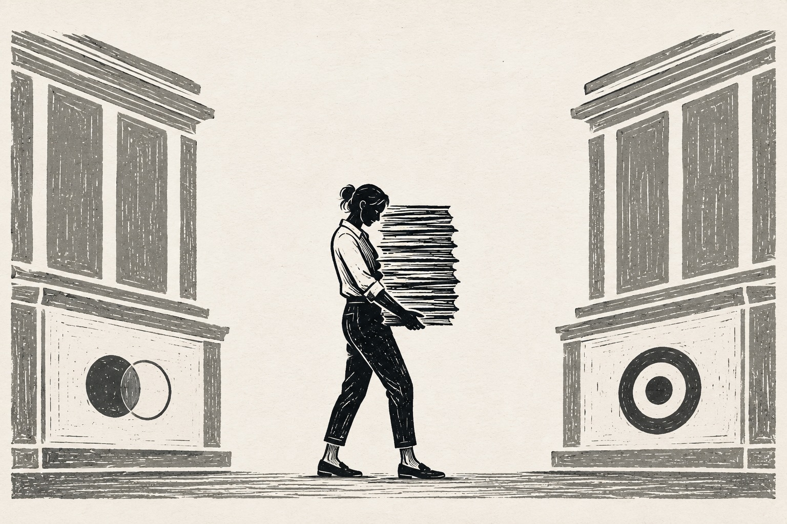 Black and white illustration representing the pressure and responsibility behind marketing budgets